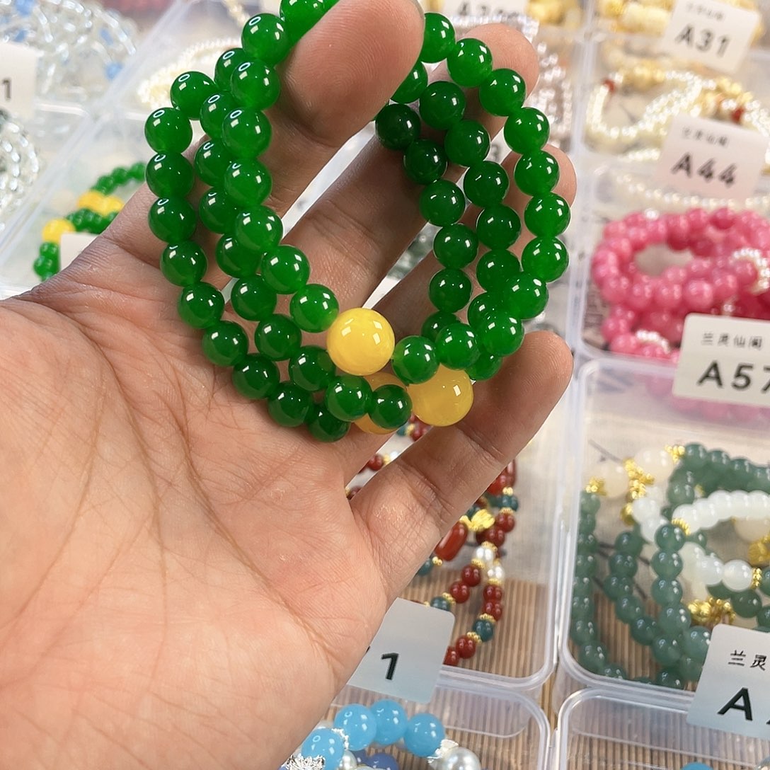 檀香木手串银S925镀金镶嵌