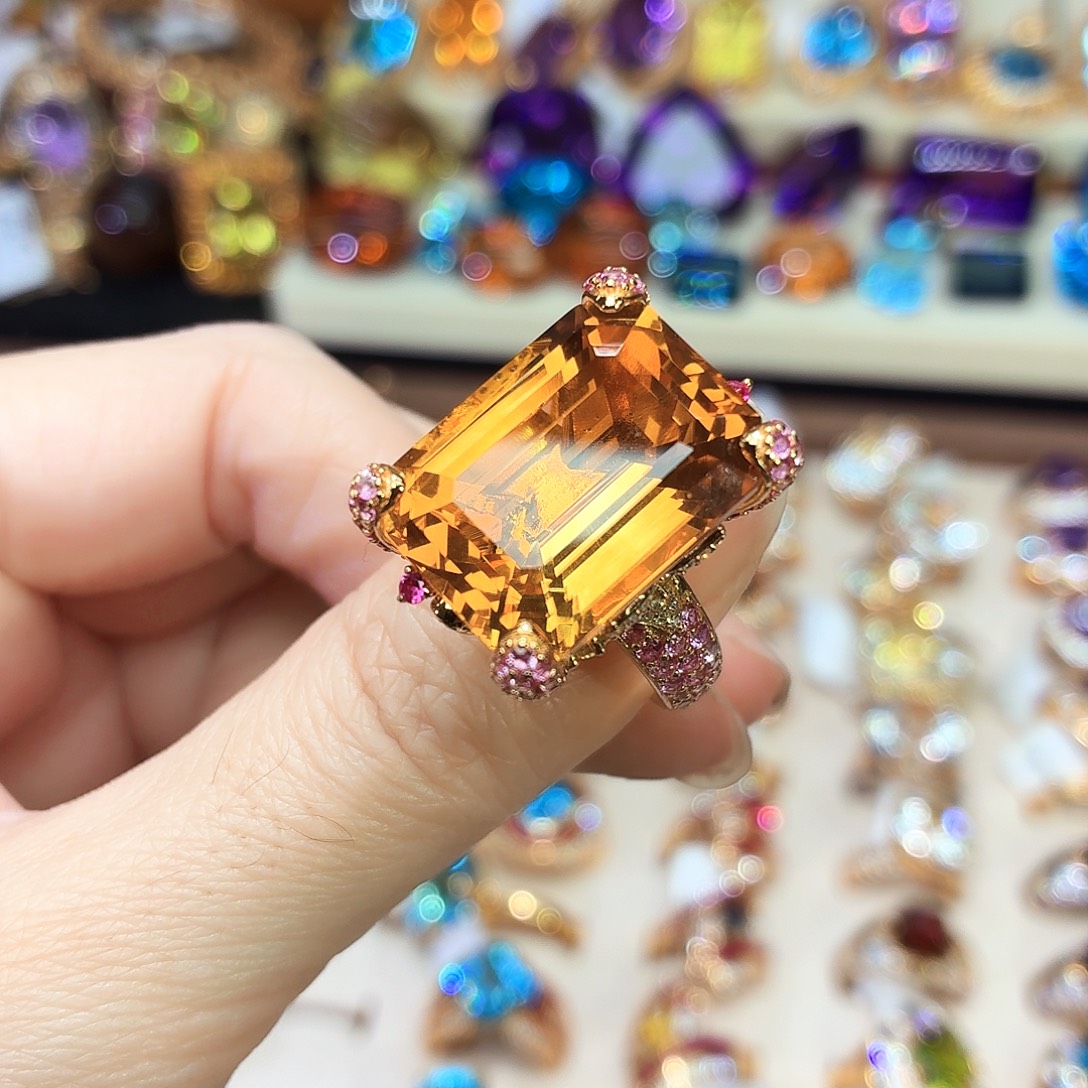 戒指银S925镶嵌水晶