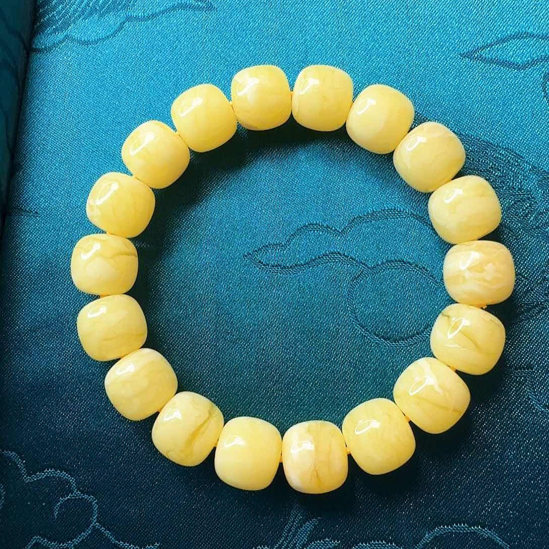 蜜蜡珠宝奇石未镶嵌苁*焦皮同料12m老型单圈