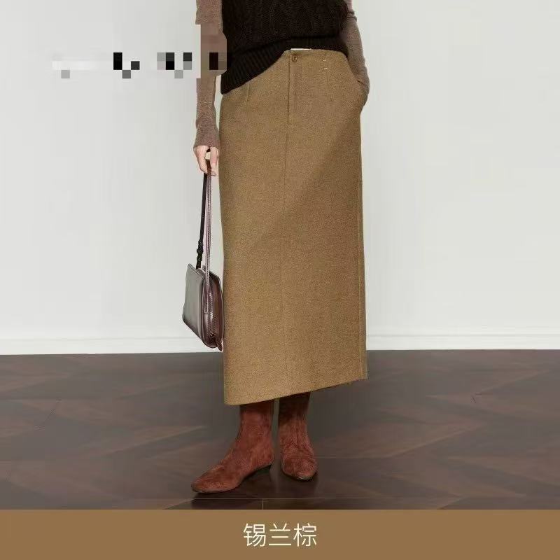 芹芹直播间专用半身裙慵懒气质高腰时尚休闲百搭复古开叉秋冬