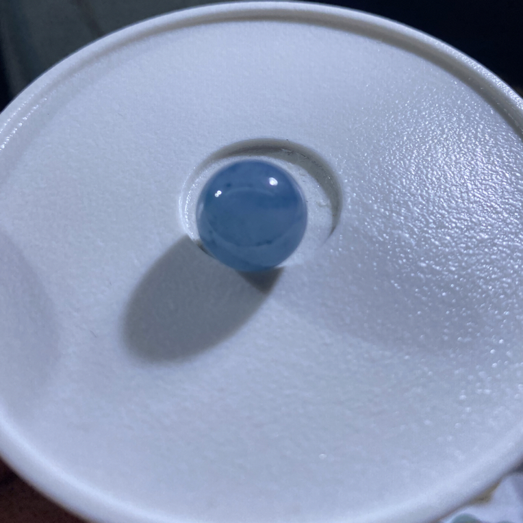 缅甸翡翠A货 蓝紫飘花圆珠 卡13.2
