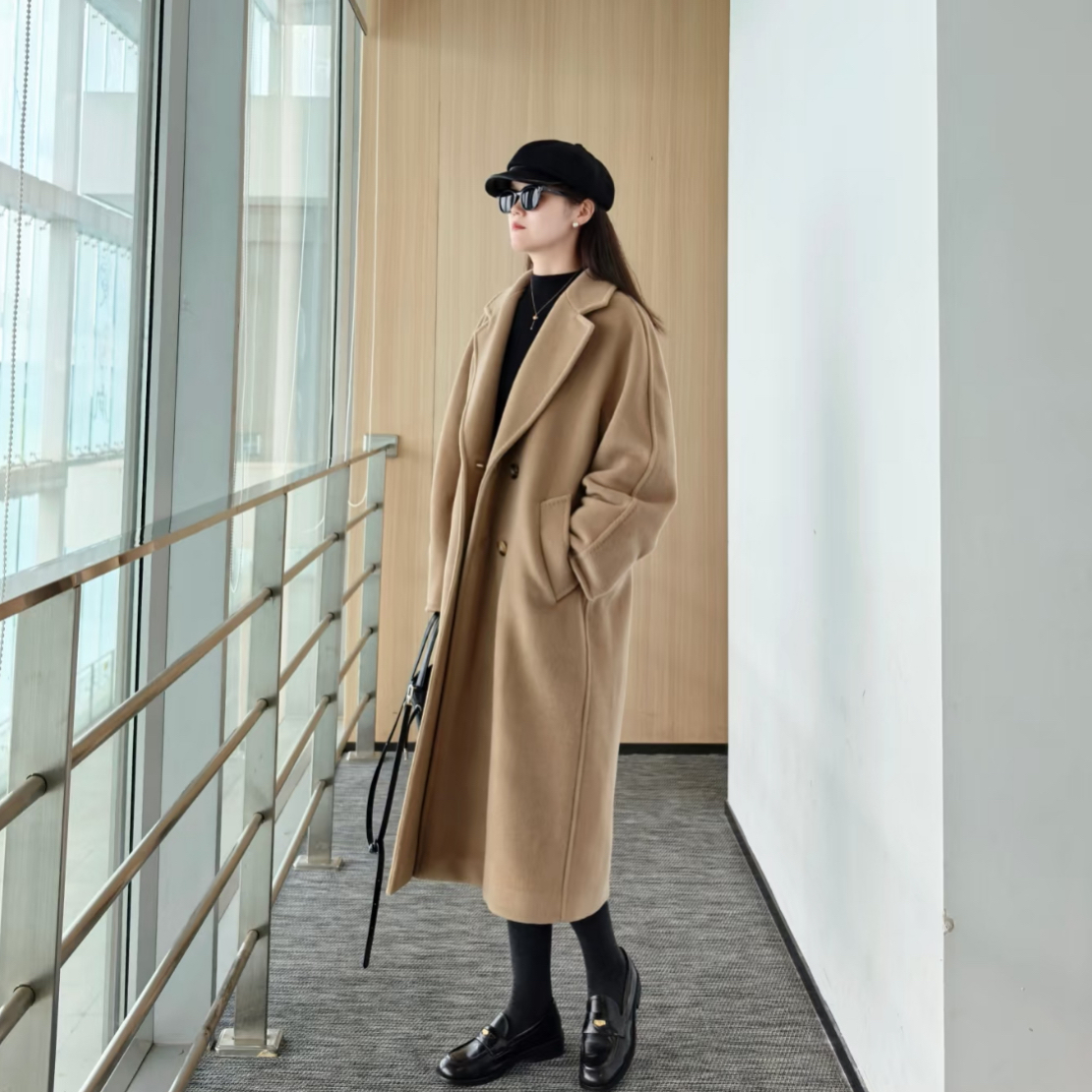 99新 MaxMara 驼色101801长款大衣 34码 GM005266