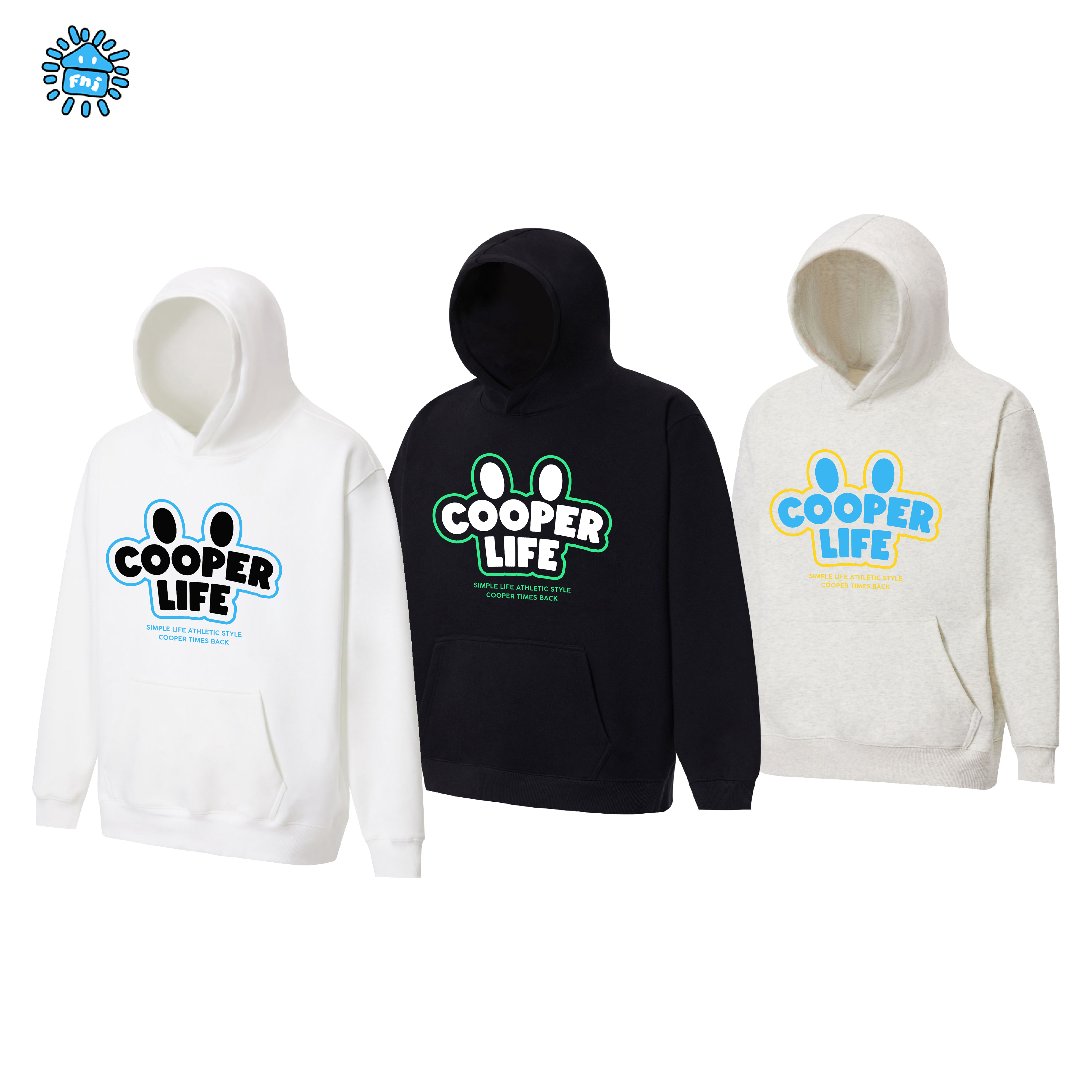 FNI Cooper系列（小眼睛）男女同款卡通加绒连帽卫衣秋冬款发泡