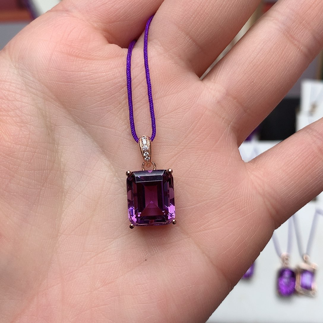 紫晶吊坠(赠链)银S925镶嵌