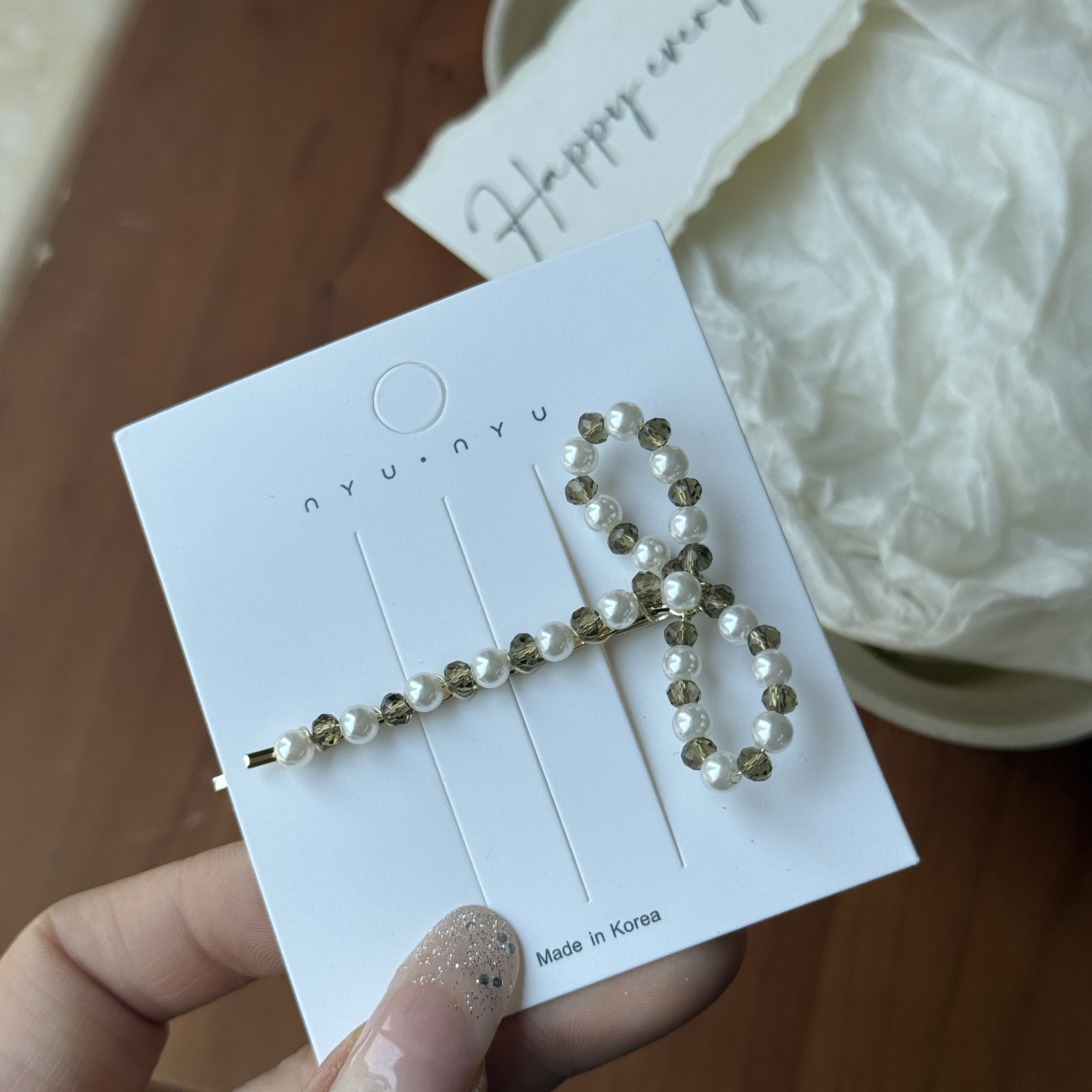 8601小巧串珠一字夹发夹刘海夹