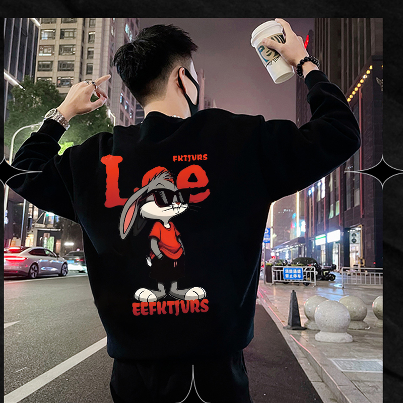 潮牌秋冬新款轻奢高级感印花长袖卫衣男士青年简约休闲百搭上衣服