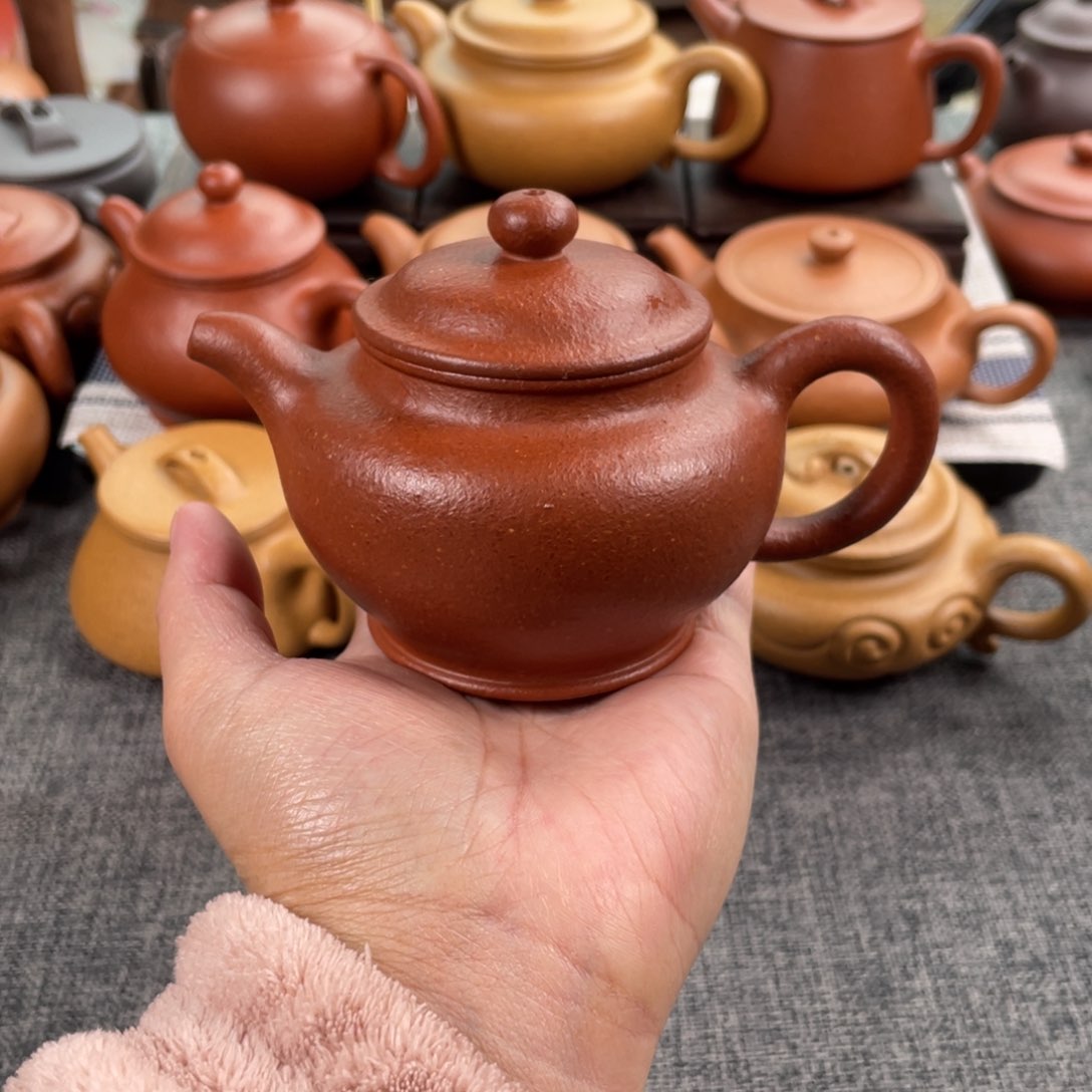 紫砂茶壶红降坡掇只全手纯红20目200