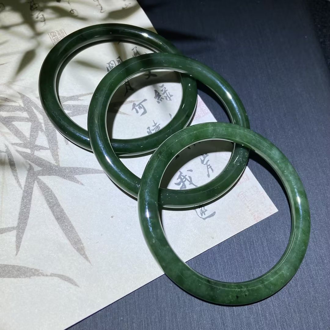 和田玉碧玉圆条美人手镯（多样性发一）2411210111