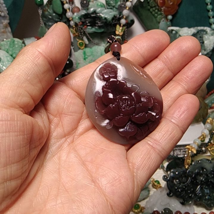 翡翠吊坠(赠链)足银镀金镶嵌