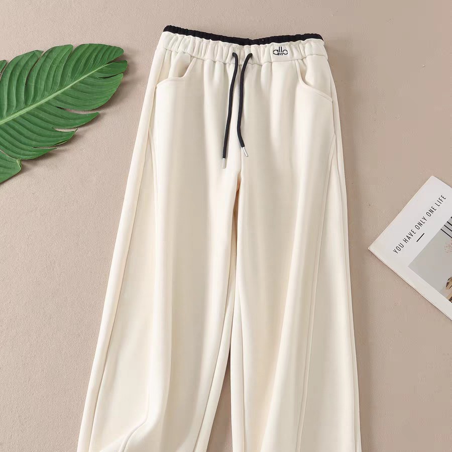 【鞋爱】8560秋冬新款加绒宽松弯刀阔腿女裤百搭显瘦休闲