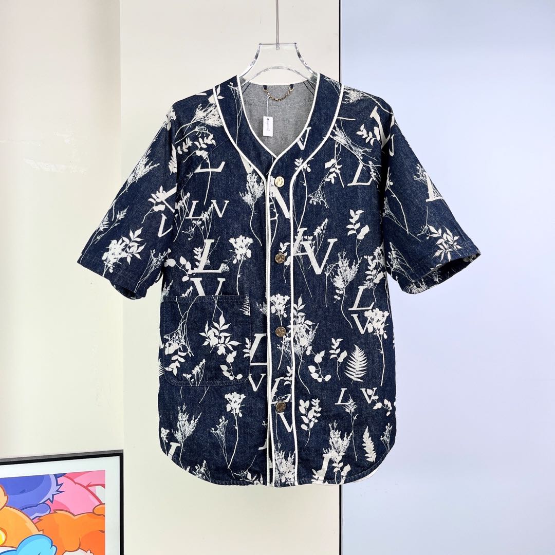 99新/LV/路易威登/牛仔短袖衬衫/S码/Xspn5837