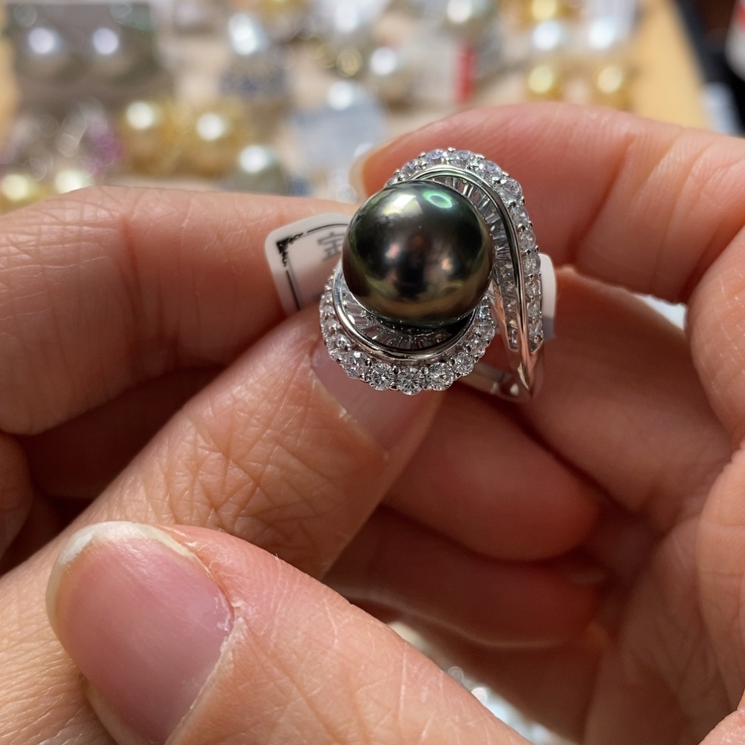 海水珍珠戒圈银S925镶嵌