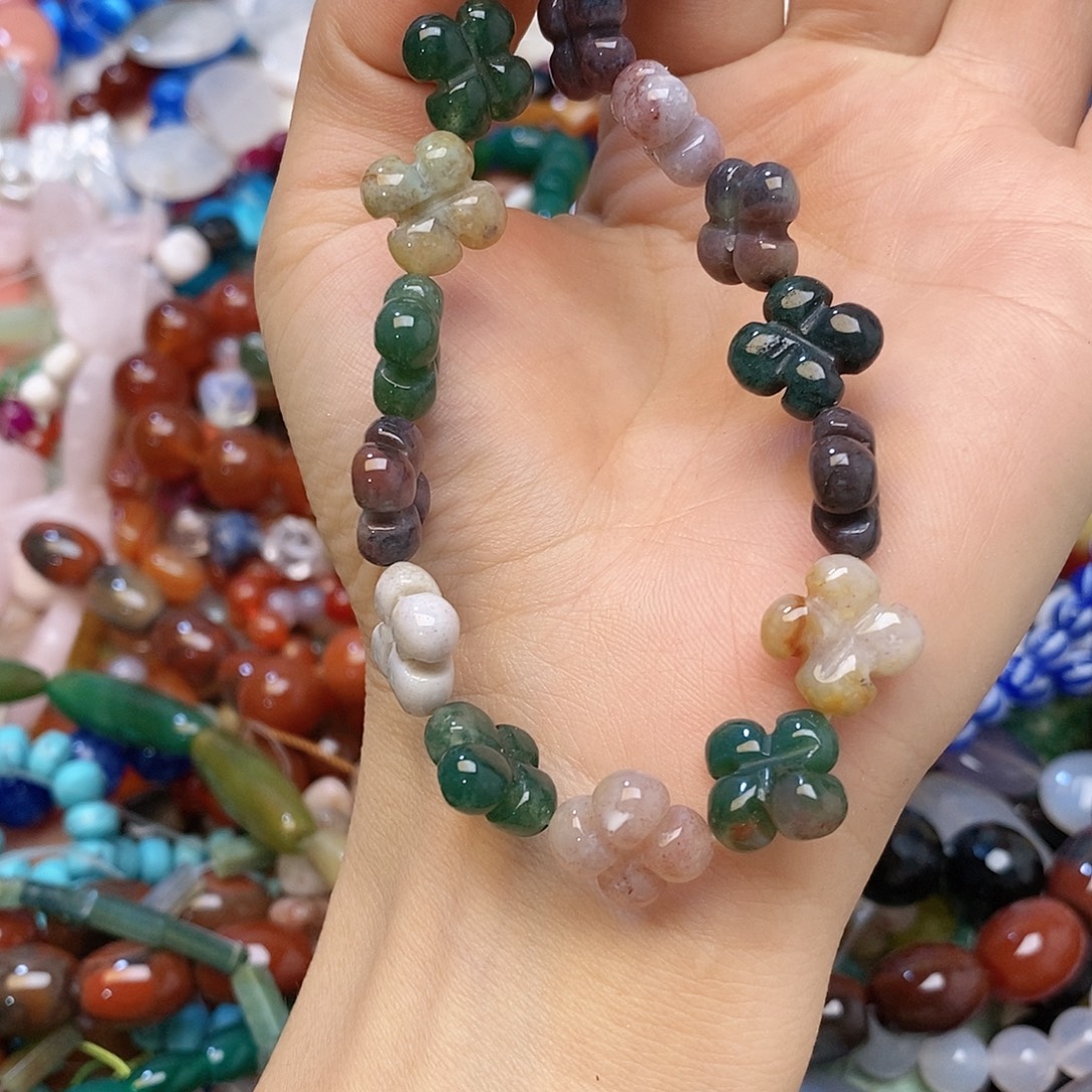 未镶嵌玛瑙/玉髓珠宝半成品印度玛瑙短款花花一条