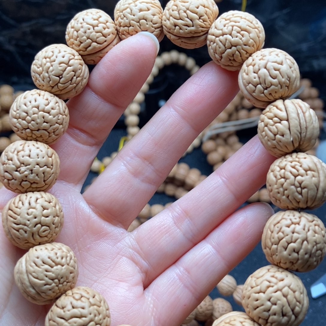 桃核手串盘锦肌肉纹17尺寸原皮原色