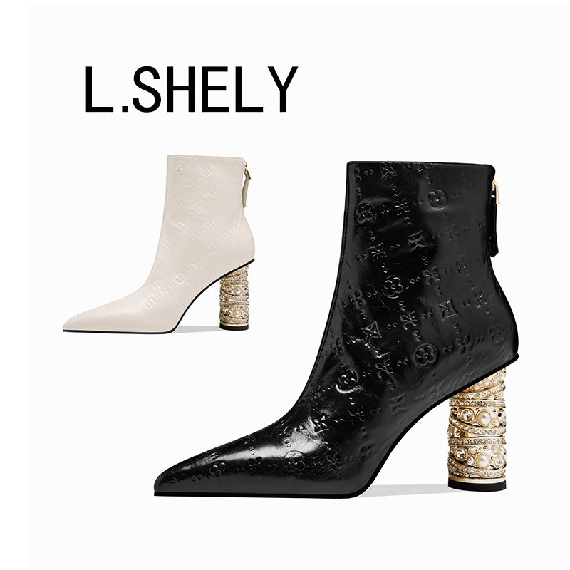 【8CM】2025年秋冬尖头女不累脚高跟靴短靴鞋子女款爆款2025新款