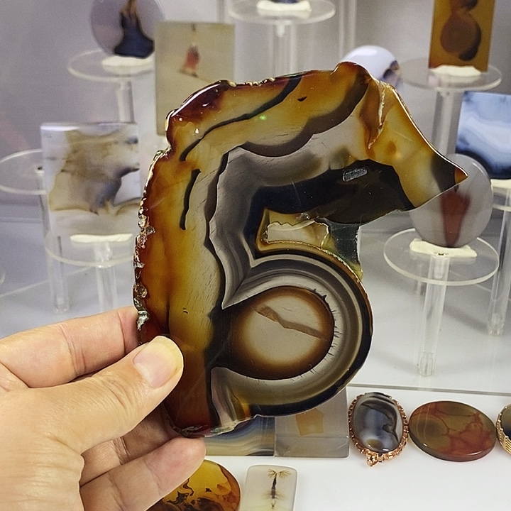 合成碳硅石非金属时尚图纹画面石饰品