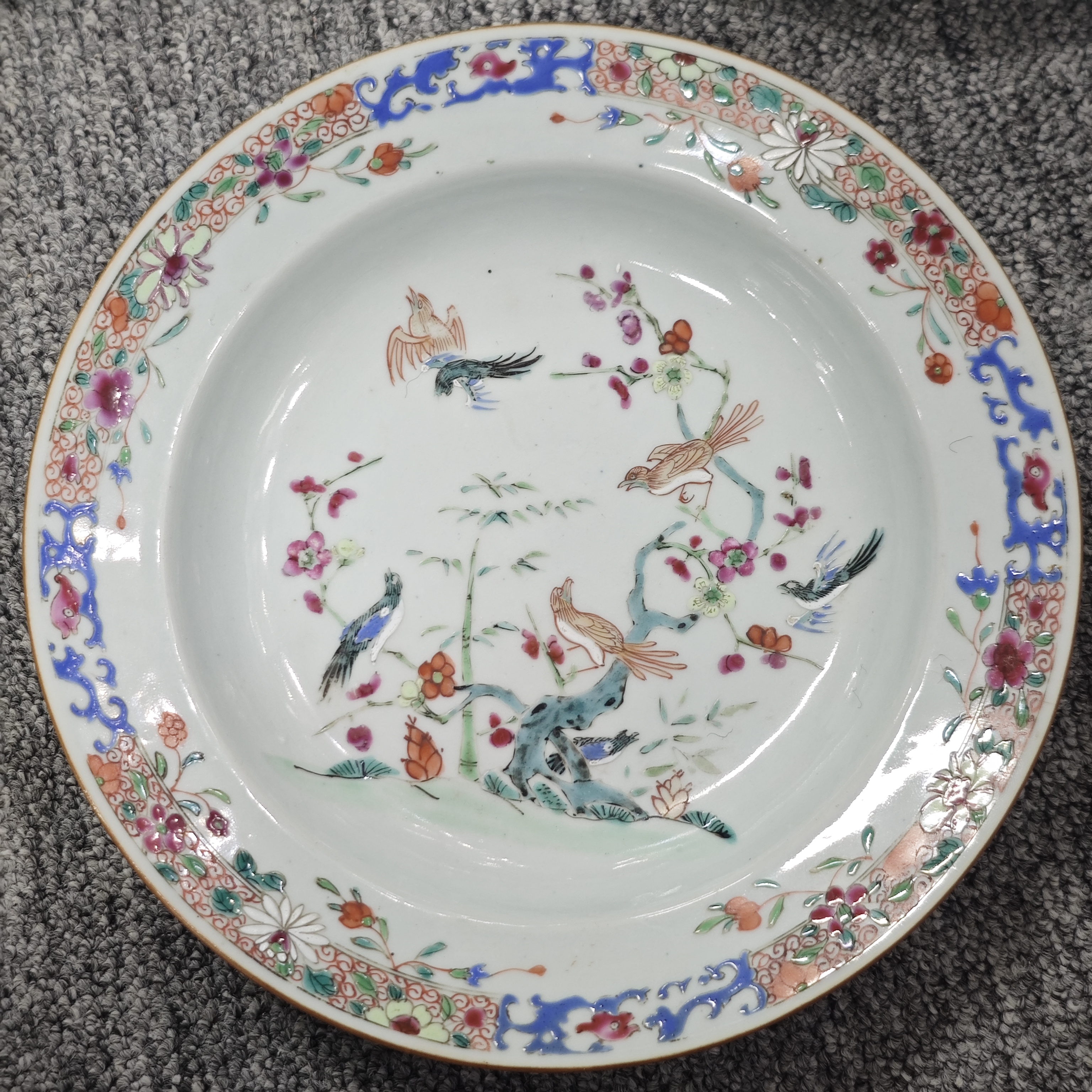清 雍正 粉彩花鸟赏盘古陶瓷W-