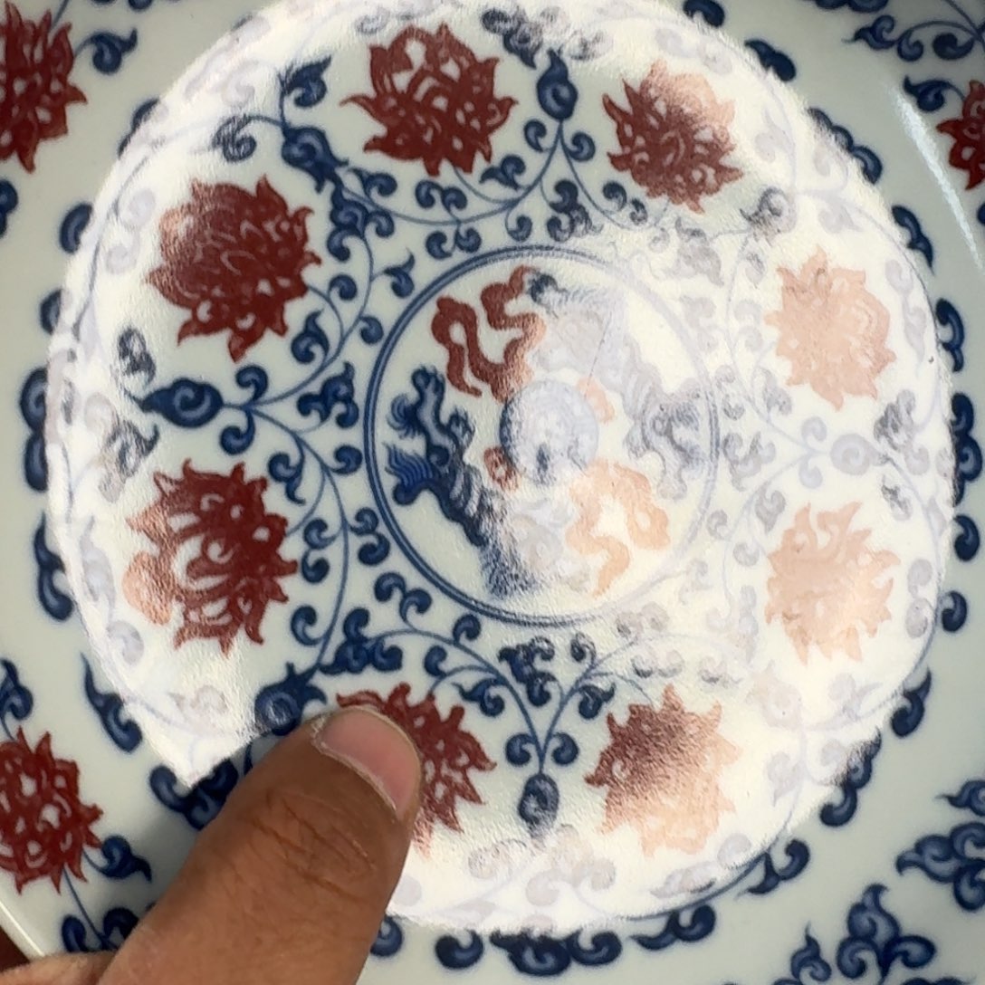 陶摆件青花釉里红缠枝莲大壶承