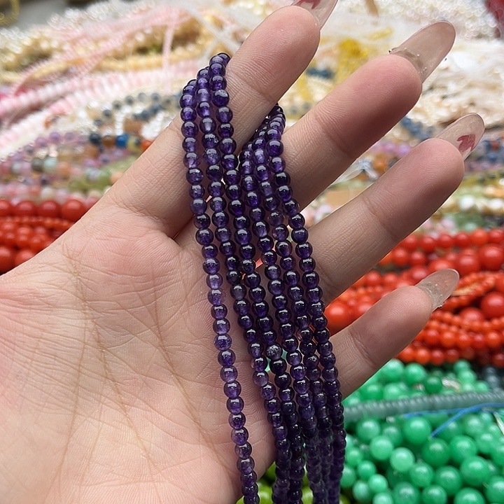 玛瑙/玉髓珠宝半成品未镶嵌一条4mm左右紫晶