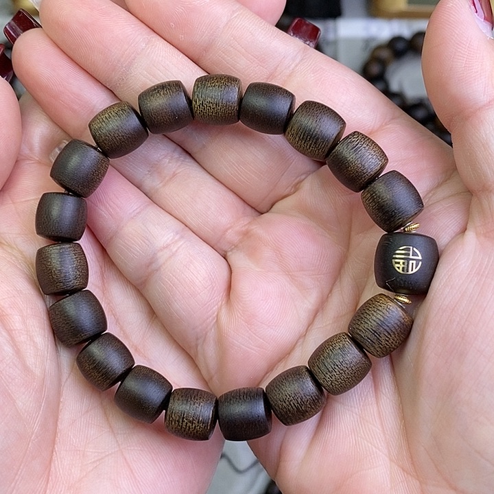 沉香手串越南芽庄白棋楠1.0桶珠