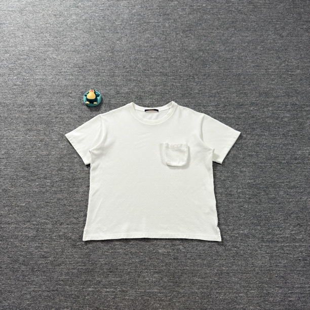 99新 LouisVuitton/路易威登 LV 白色口袋暗纹满印短袖/L码