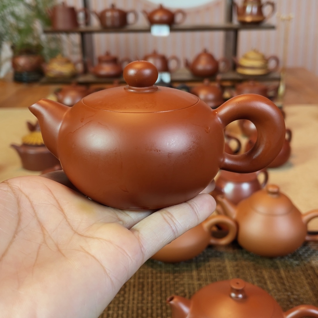 茶壶紫砂随***安潮州手工手拉朱泥贵妃壶
