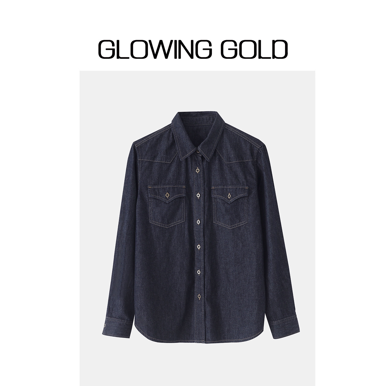 GLOWING GOLD/复古单宁蓝牛仔衬衣