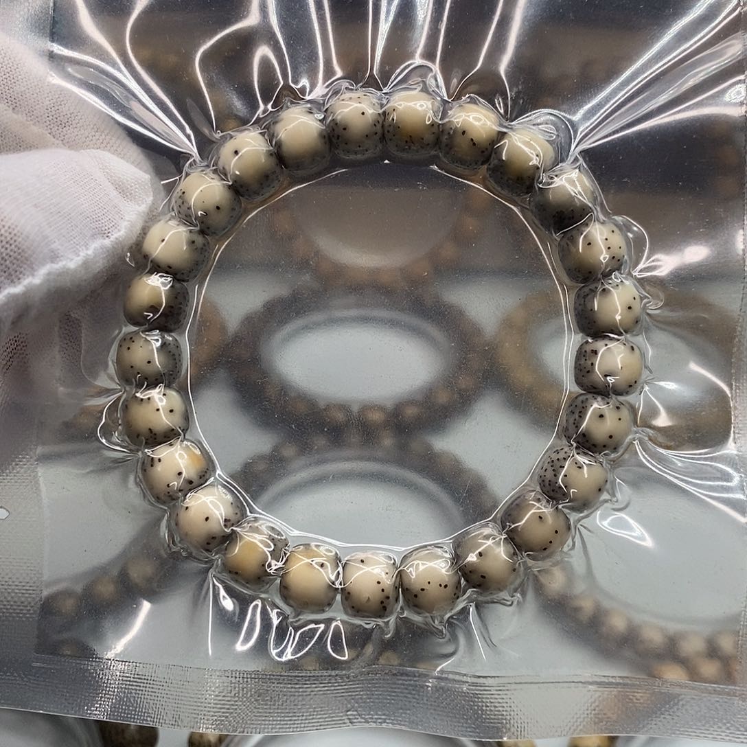 星月菩提手串9×8一物一图原生态同枝糯冰古瓷通体留白福利