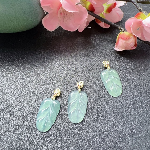 翡翠蓝冰s925叶子吊坠 123150 （多样性发其一）