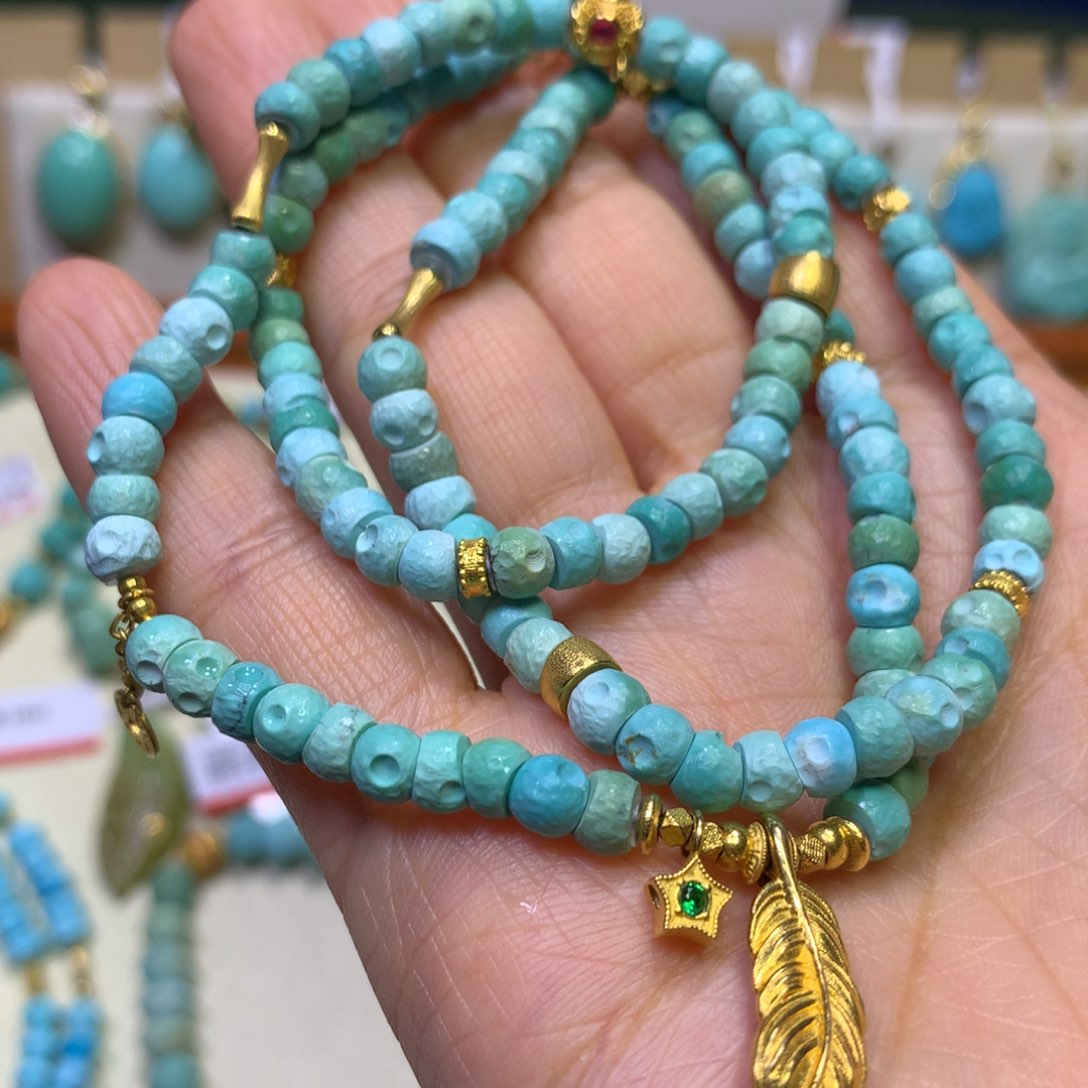 绿松石项链18K金镶嵌
