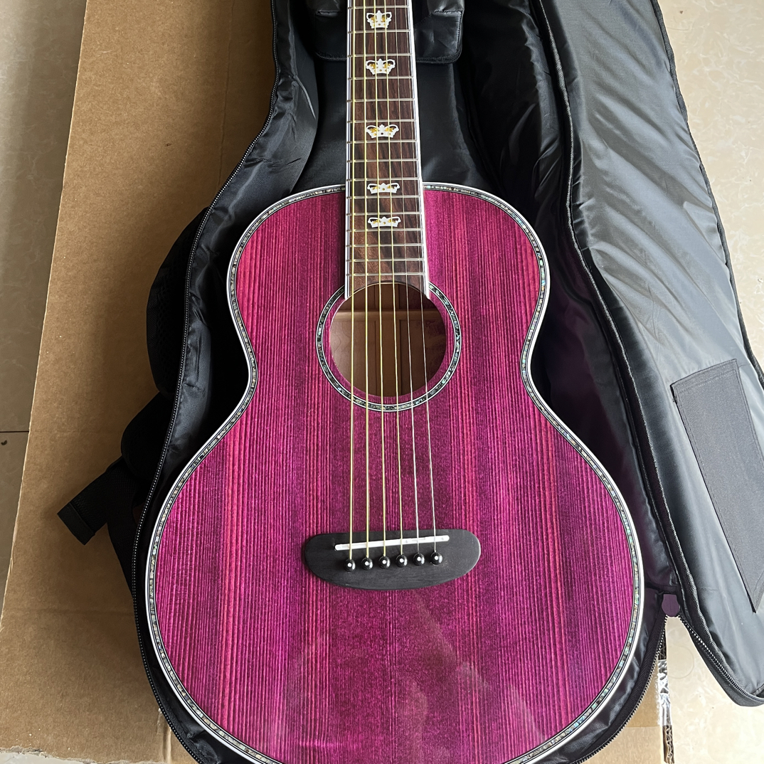 （手工琴硝基漆）34寸德国云杉虎纹枫木亮光全单吉他