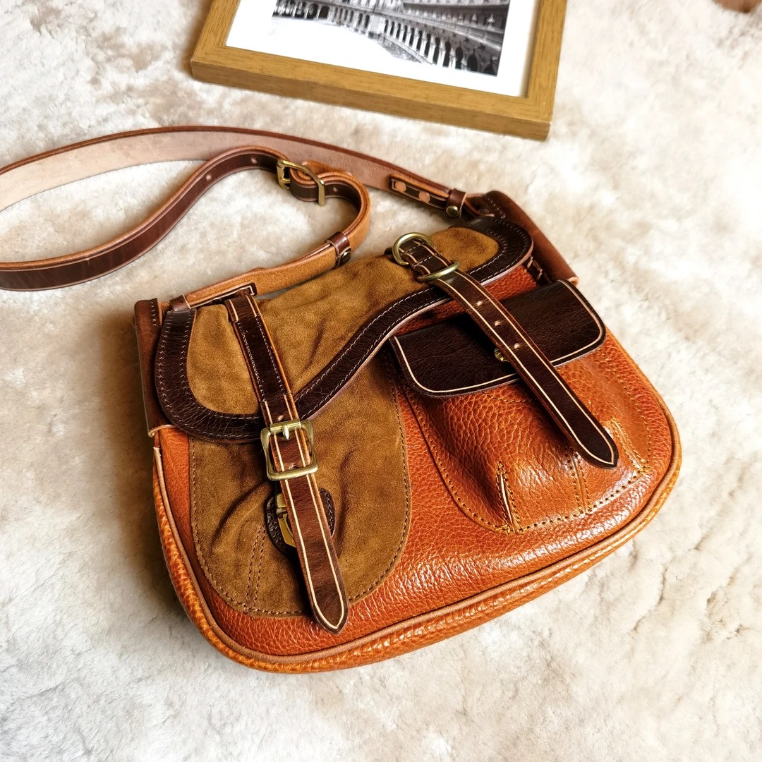 【金古道】头层牛皮女士马鞍包 斜挎 休闲复古包DGL1008