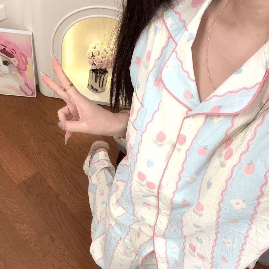 云朵棉睡衣女春秋季2025新款开衫长袖可爱卡通外出家居服两件套装