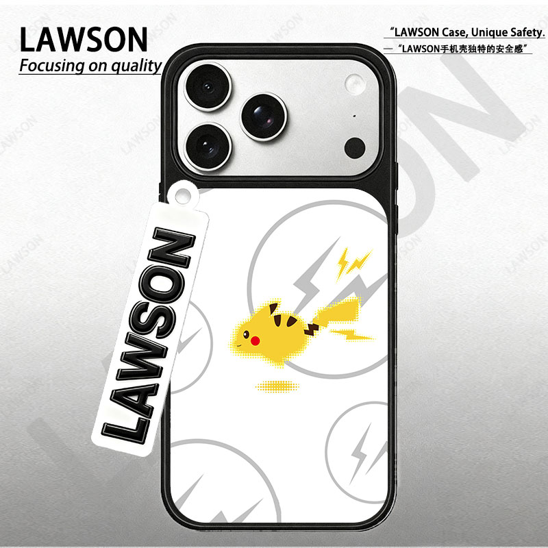 皮卡丘磨砂磁吸黑边苹果17promax/16/15华为小米防摔防汗手机壳