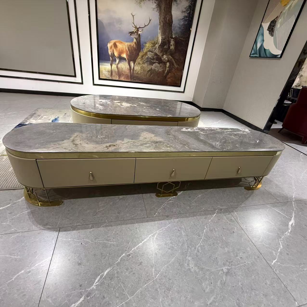 奢石电视柜家具蓝金沙奢石