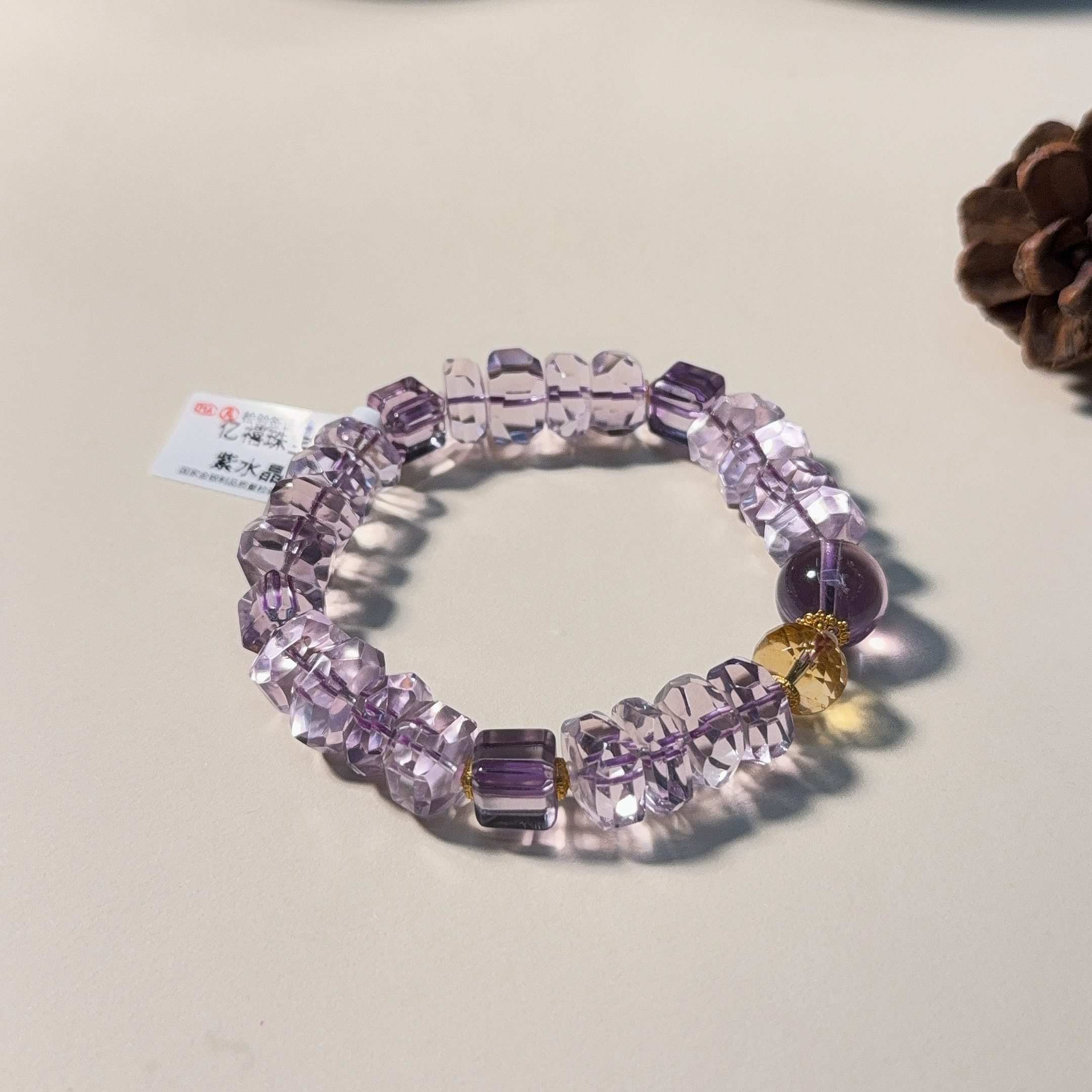 天然紫随型单圈紫水钻切设计款原创小众单圈