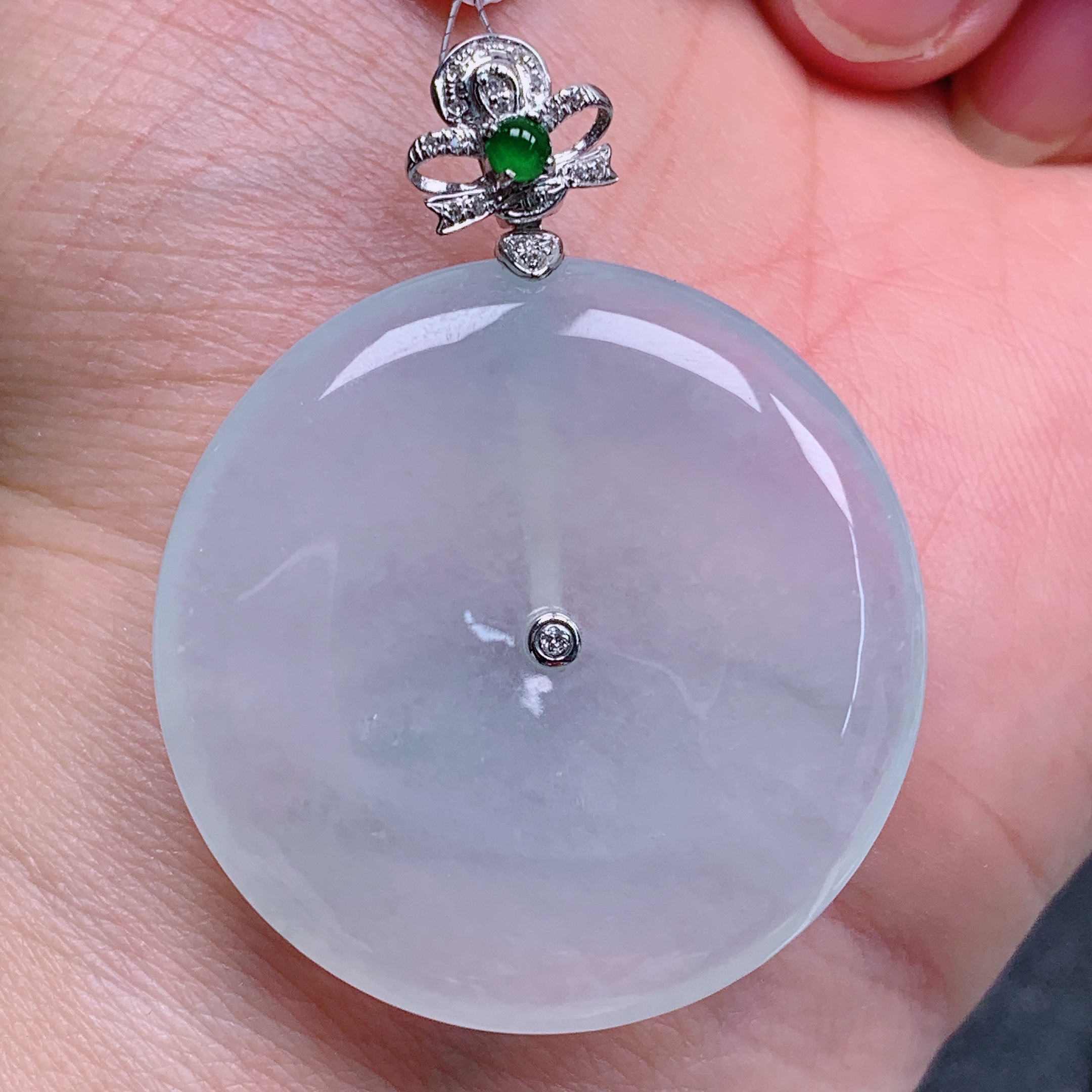 天然缅甸翡翠A货18k冰平安扣气质精美尺寸33.6+5.8  284