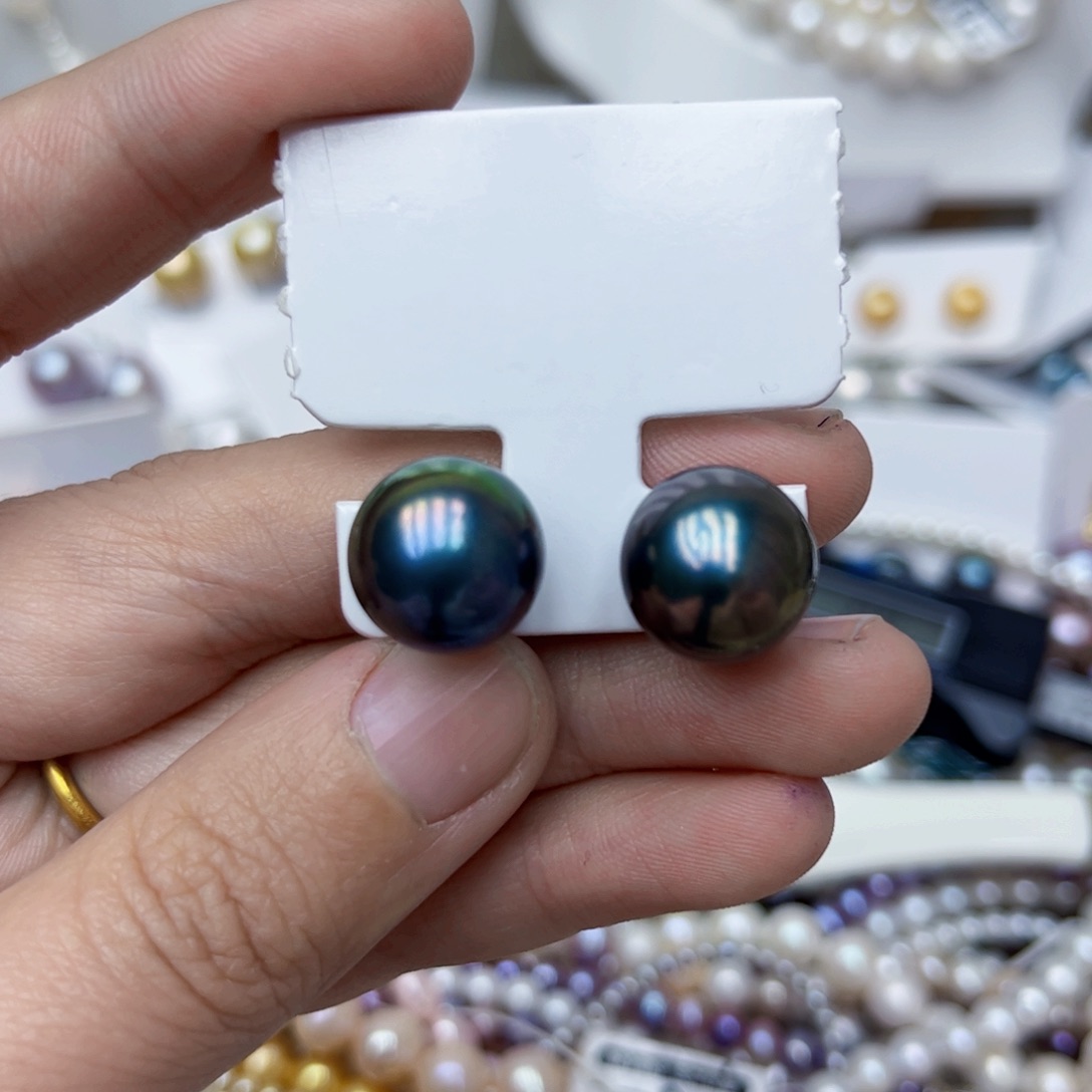 淡水珍珠耳饰银S925镶嵌