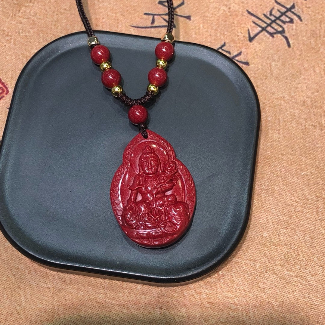 含辰砂工艺品原矿高含量朱砂 紫金砂生肖八大守护吊坠