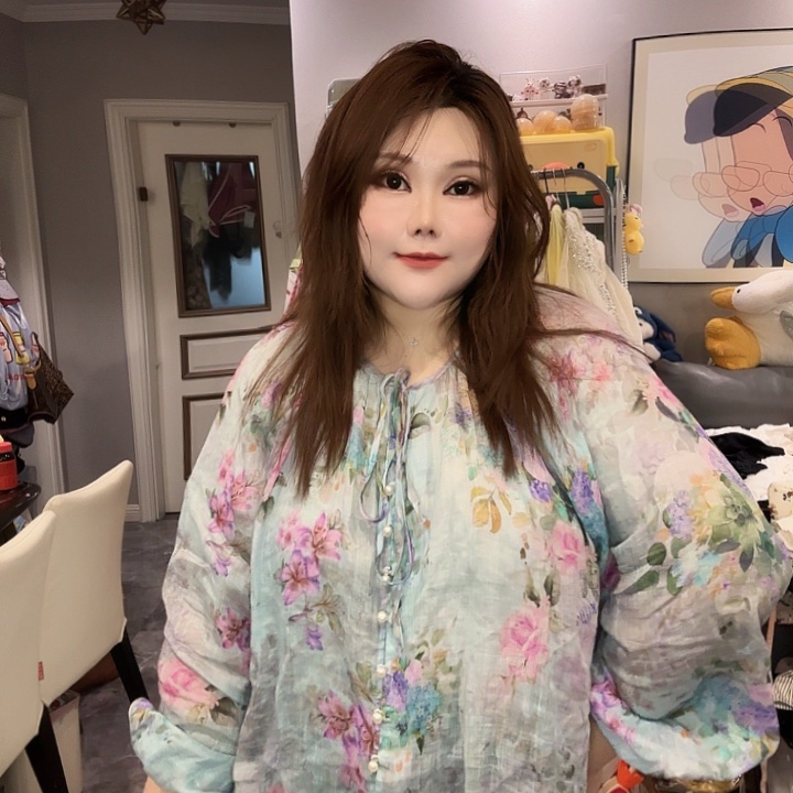 苎麻兰花花衬衫早秋