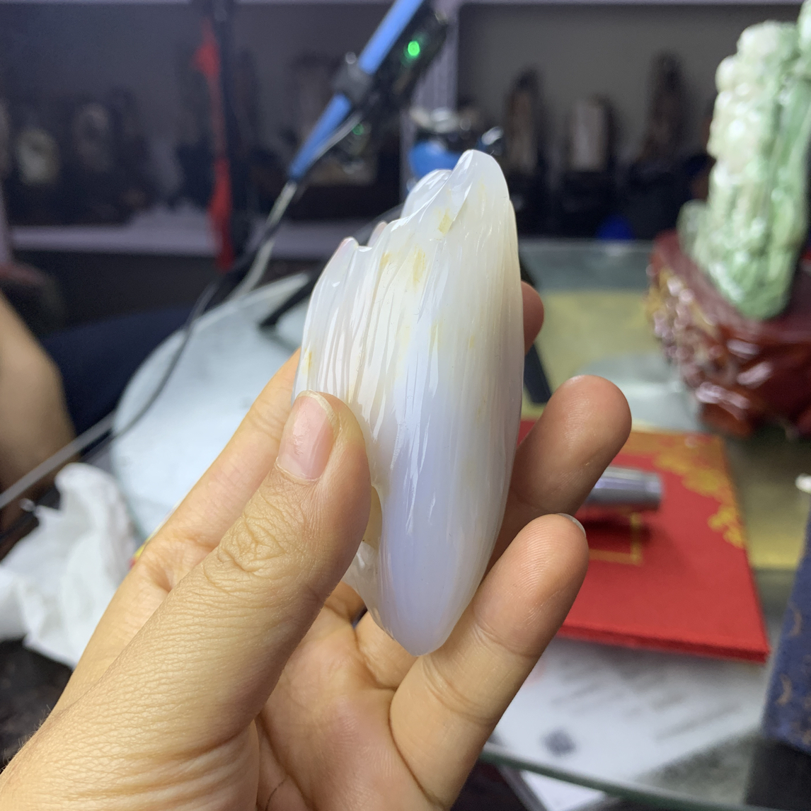 缅甸天然树化玉手把件