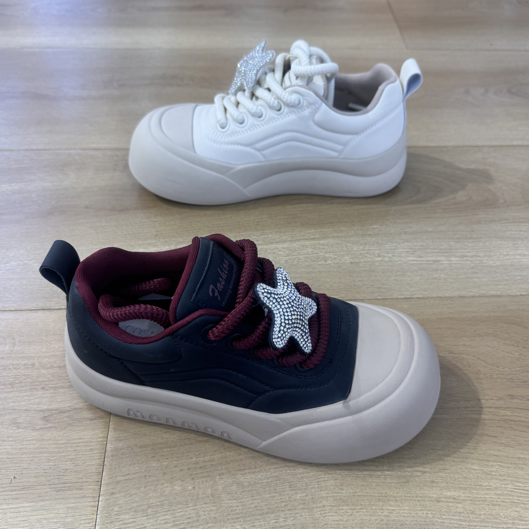 厚底透气百搭时尚休闲女款圆头面包鞋