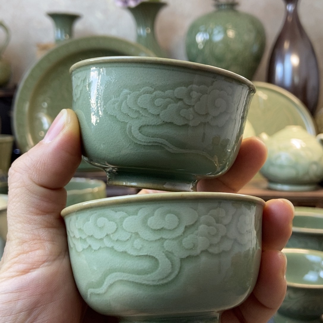 耀州窑音***来福利款主人杯两只