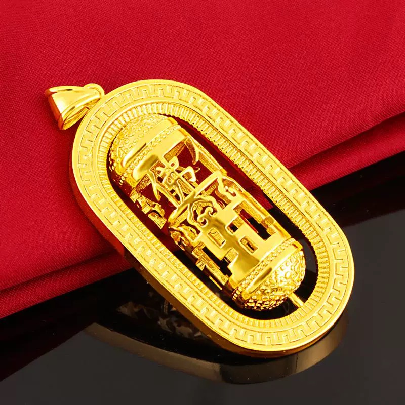 合金吊坠 古法镂空佛字转经桶吊坠复古六字真言转筒柱挂绳吊坠