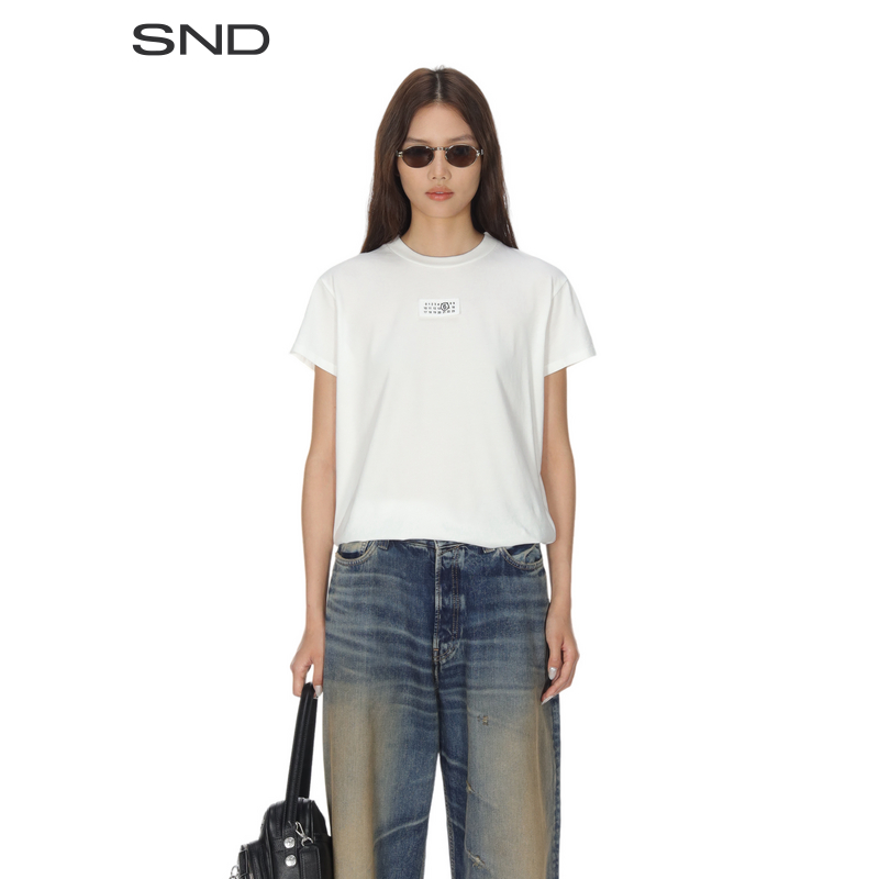 【MM6 设计师品牌】SND PF25 圆领短袖T恤 黑+白