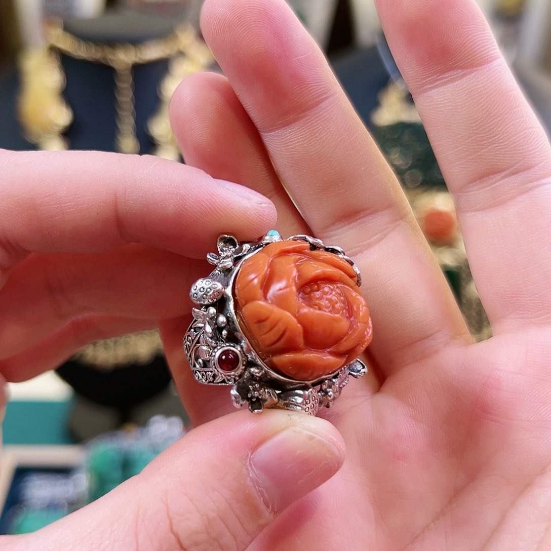 玛瑙/玉髓戒指银S925镶嵌戒指