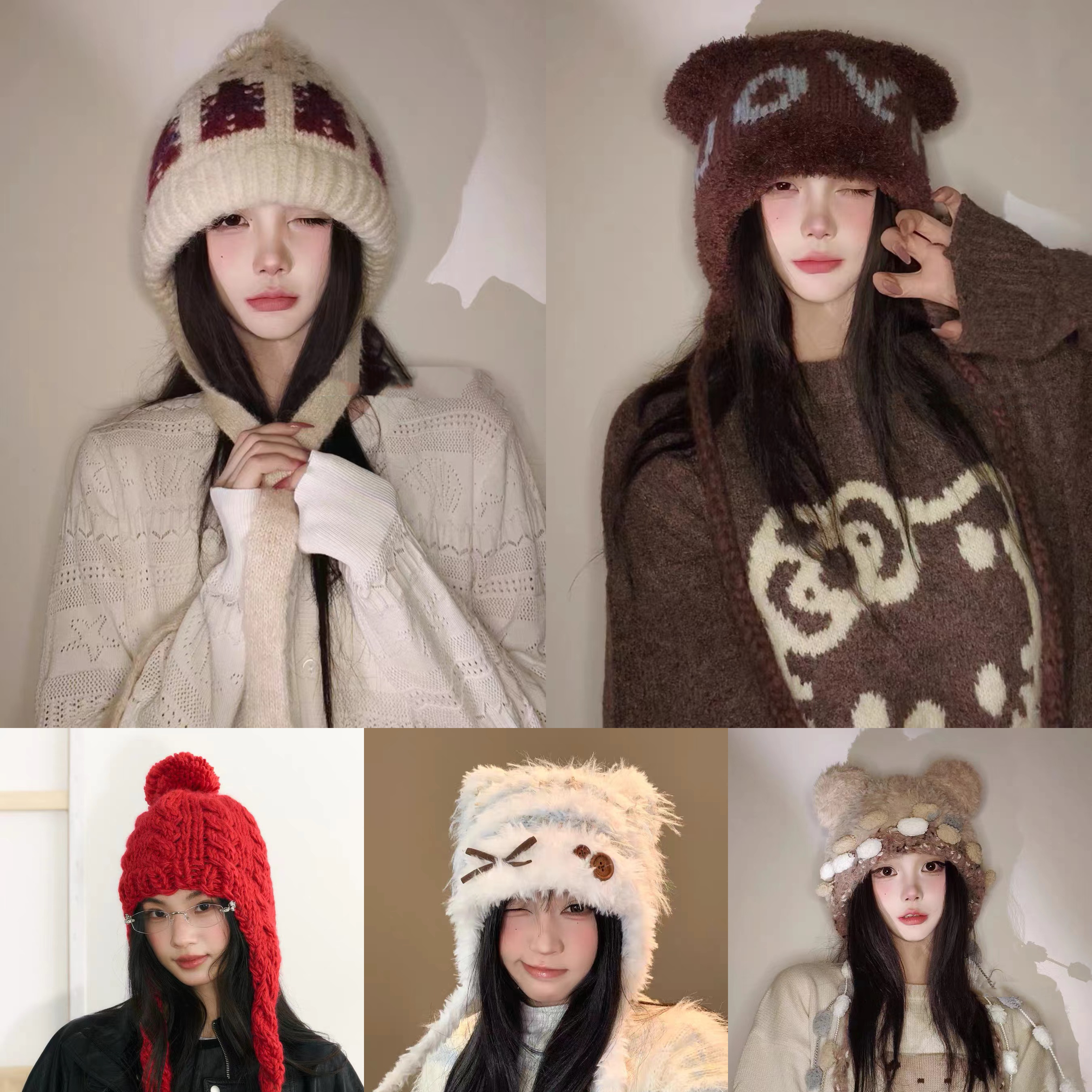 【V1-V100】秋冬帽子保暖简约2025新款可爱百搭显脸小大头围合集