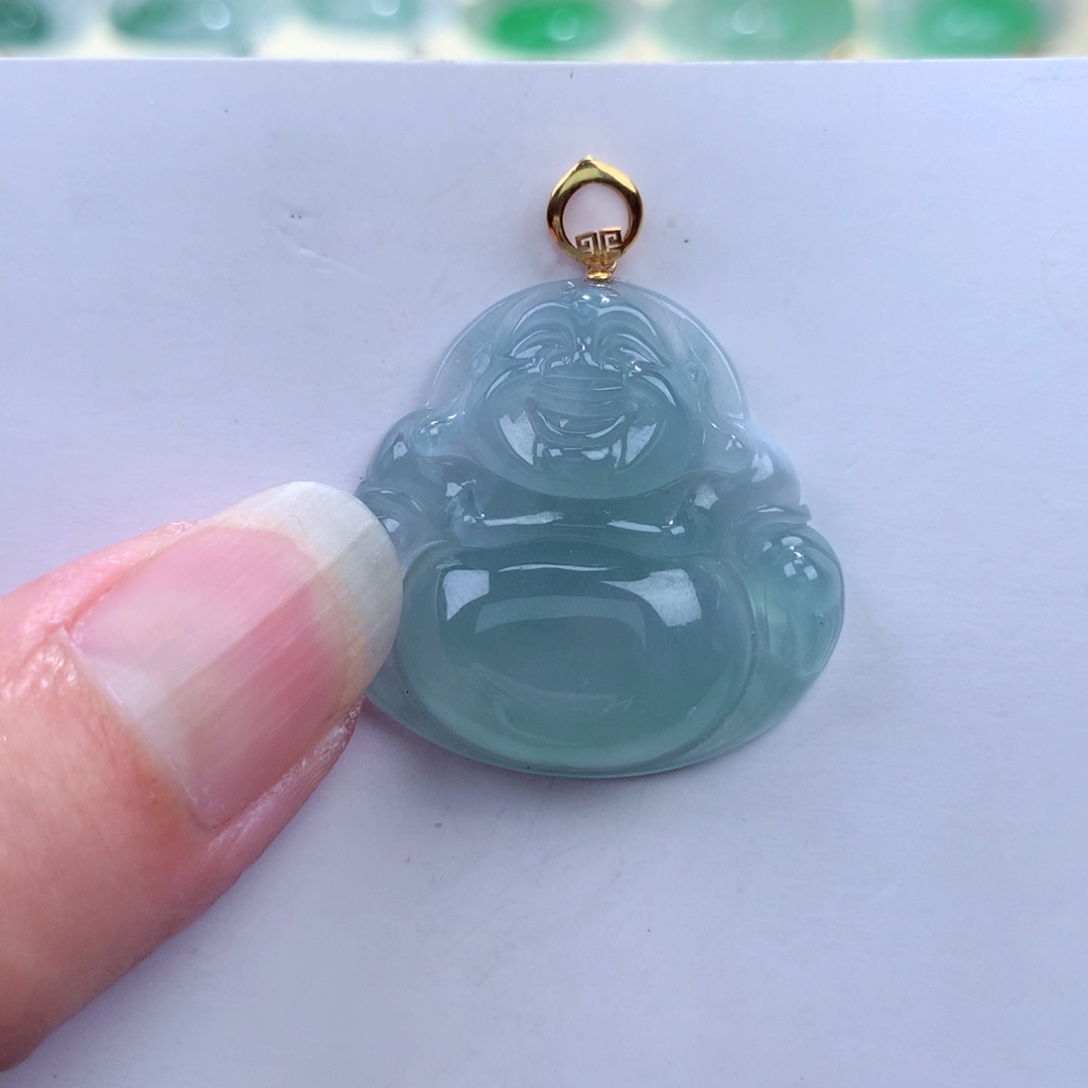 翡翠吊坠(不含链)18K金镶嵌