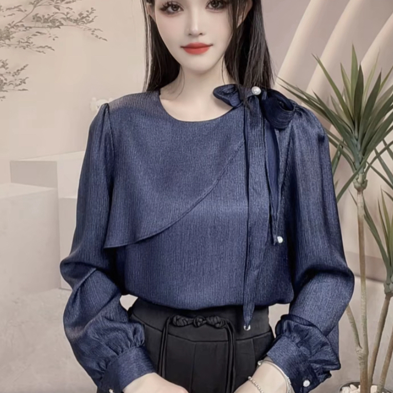 新款气质百搭显瘦遮肉绿显白高级感衬衫长袖时尚秋季衬衣