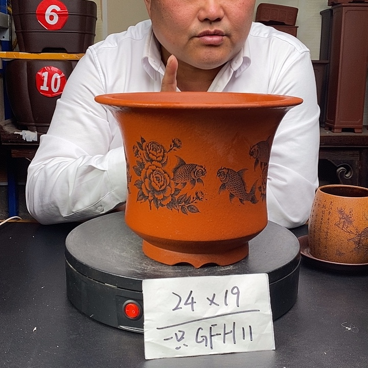 紫砂花盆货号一只GFH11